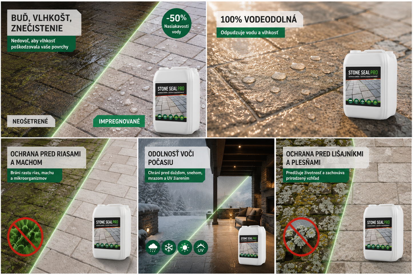 2 v 1 impregnácia a hydroochrana | Ochrana proti riasam, machu, lišajníkom a plesniam